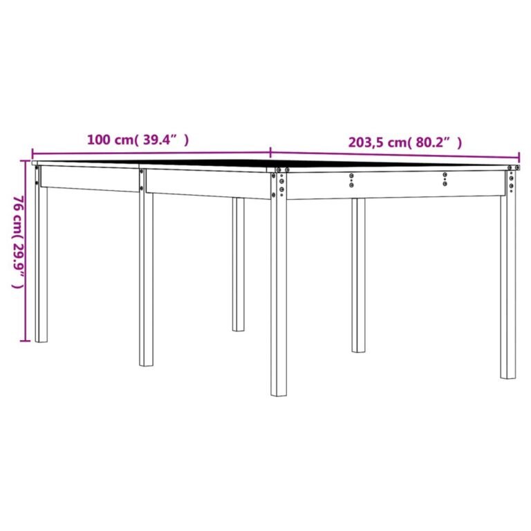 Lauko stalas – 203,5×100×76 cm, balta spalva – nuotrauka 7 Lauko stalas – 203,5×100×76 cm, balta spalva – produkto nuotrauka 7