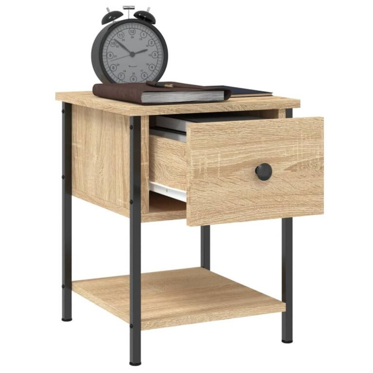 Šoninis staliukas – 34×35,5×45 cm, ąžuolo spalva – produkto nuotrauka 5