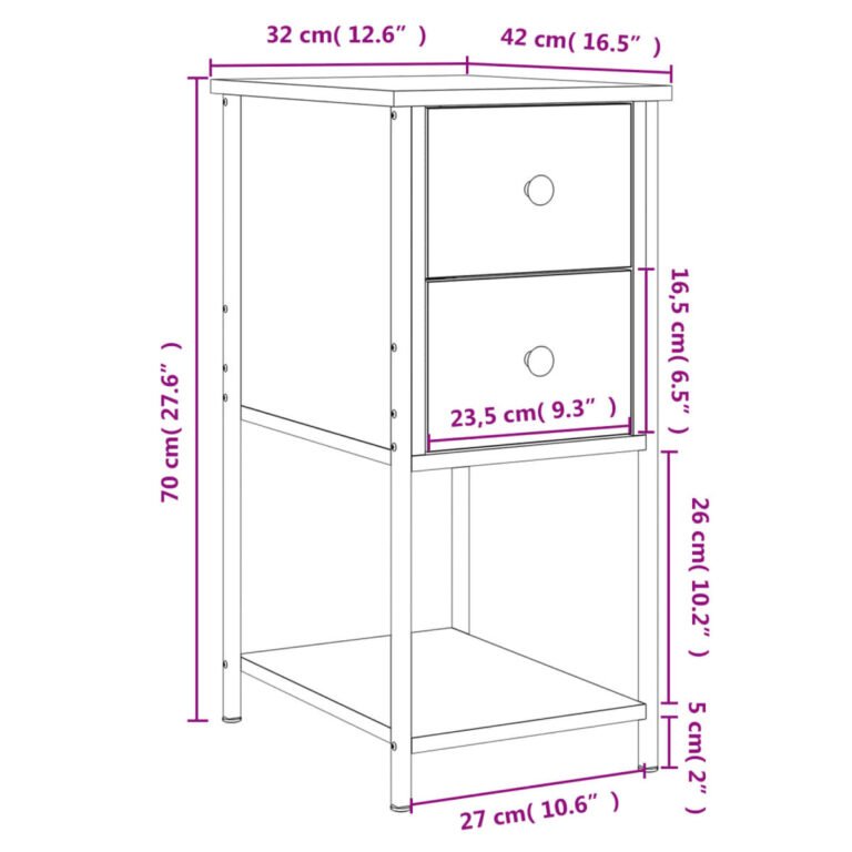 Naktinis staliukas – 32×42×70 cm, juoda spalva – produkto nuotrauka 11