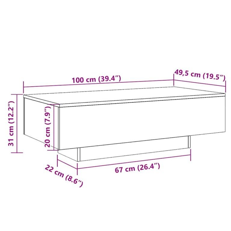 Kavos staliukas – 100×49,5×31 cm, juoda spalva – nuotrauka 8 Kavos staliukas – 100×49,5×31 cm, juoda spalva – produkto nuotrauka 8