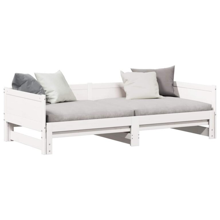 vidaXL Ištraukiama dienos lova Balta 203,5 x 184 x 56,5 cm