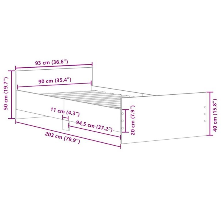 Lovos rėmas – 90×200 cm, balta spalva – produkto nuotrauka 9