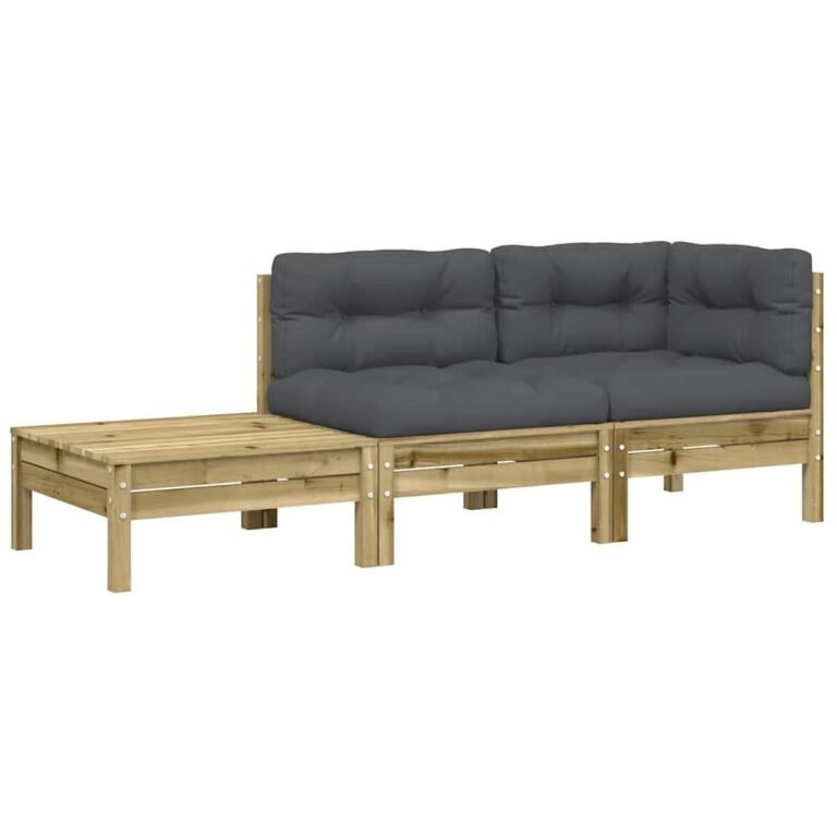 vidaXL Sodo sofa su pagalvėlėmis ir pakoja, impregnuota pušies mediena