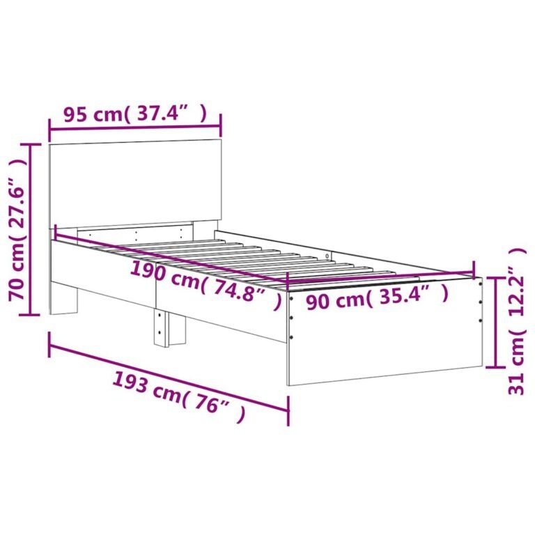 Lovos galvūgalis – 90×190 cm, ąžuolo spalva – produkto nuotrauka 10