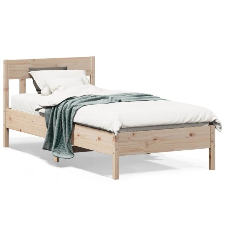 vidaXL Lovos rėmas su be čiužinio, 75x190cm, pušies masyvas – produkto nuotrauka 2