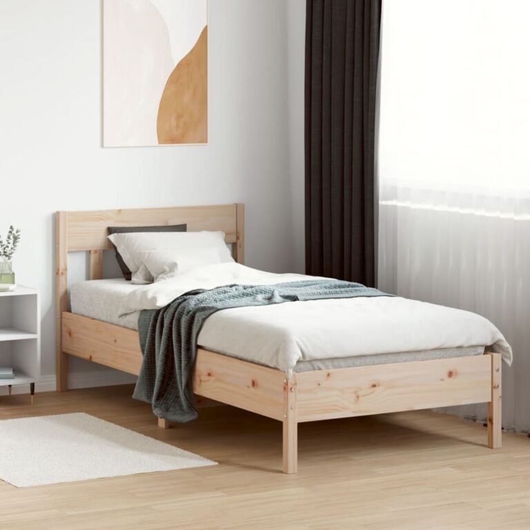 vidaXL Lovos rėmas su be čiužinio, 75x190cm, pušies masyvas – produkto nuotrauka 3