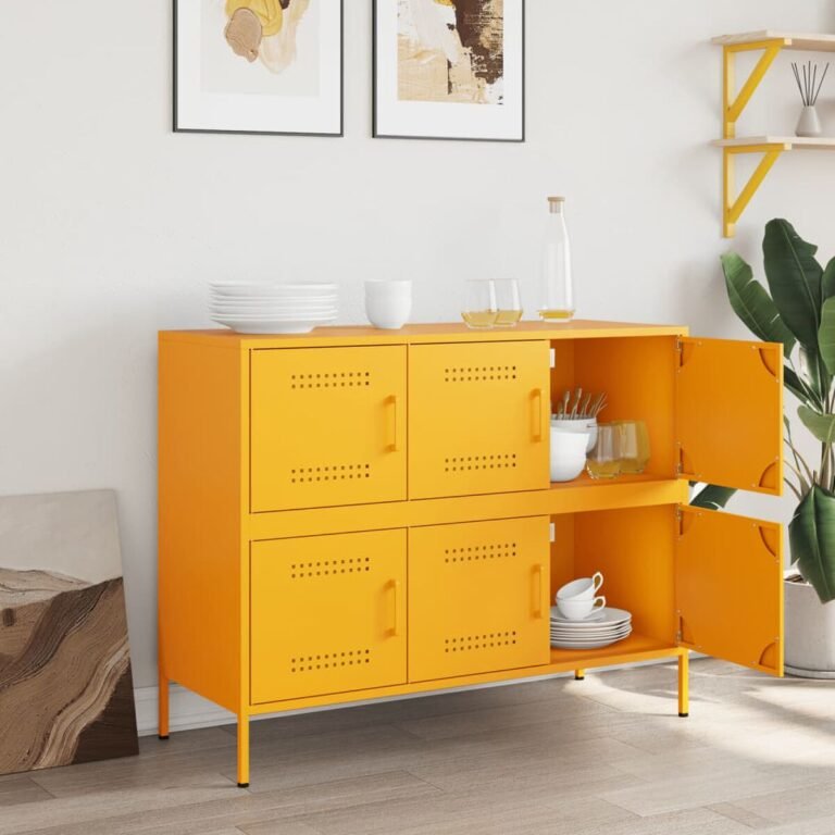 Komoda – 100,5×39×79 cm, geltona spalva – produkto nuotrauka 3