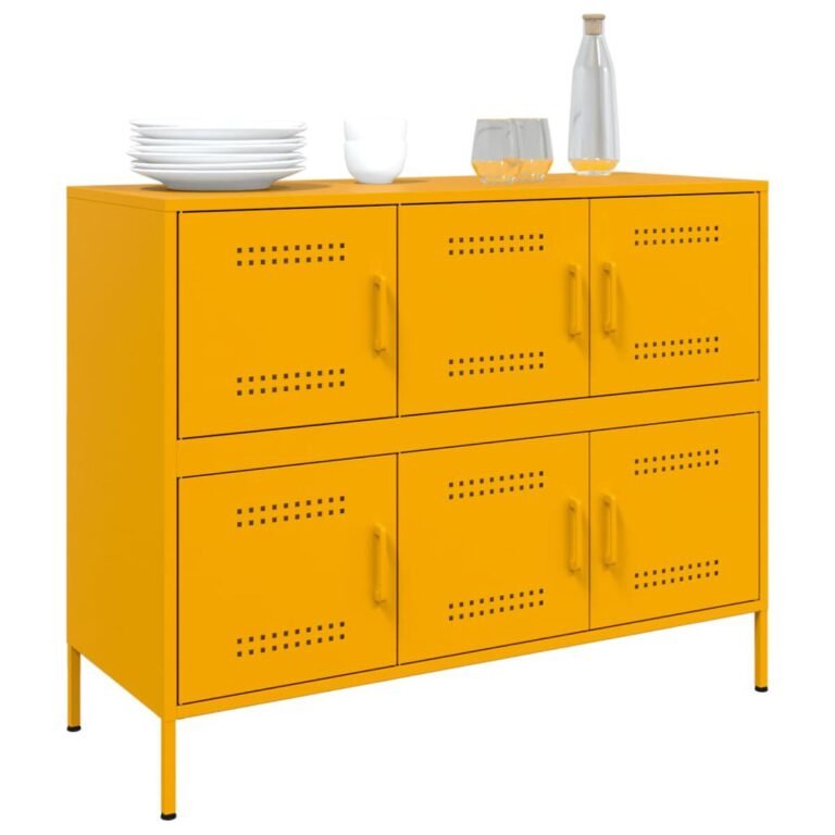 Komoda – 100,5×39×79 cm, geltona spalva – produkto nuotrauka 4