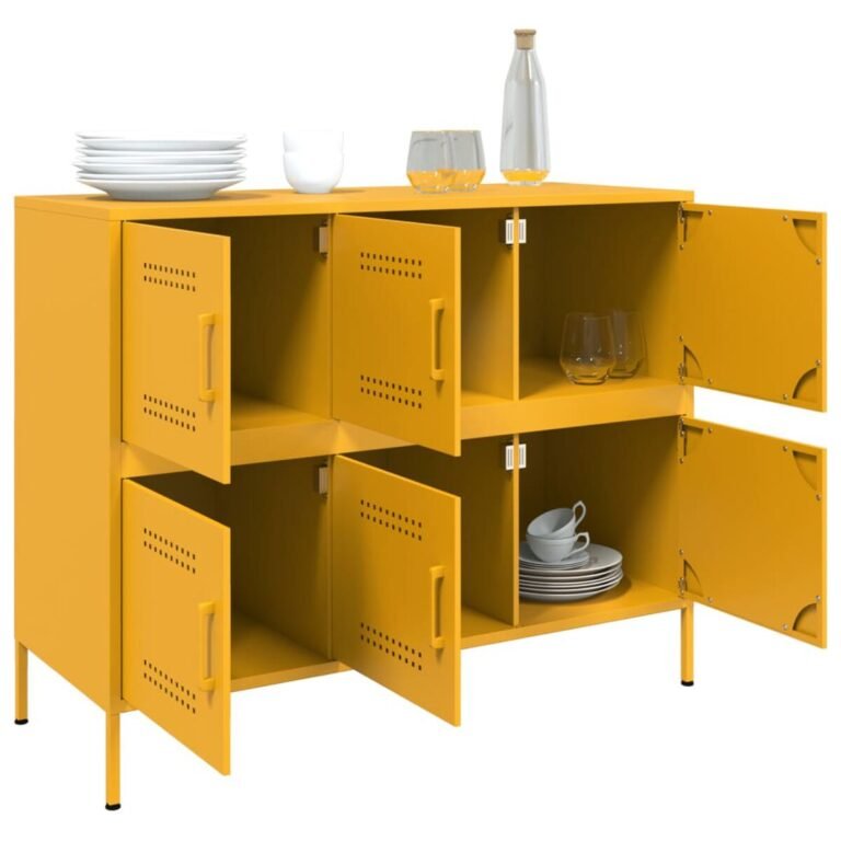 Komoda – 100,5×39×79 cm, geltona spalva – produkto nuotrauka 5