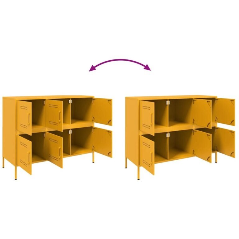 vidaXL Komoda – 100,5×39×79 cm, garstyčių geltona spalva – produkto nuotrauka 9
