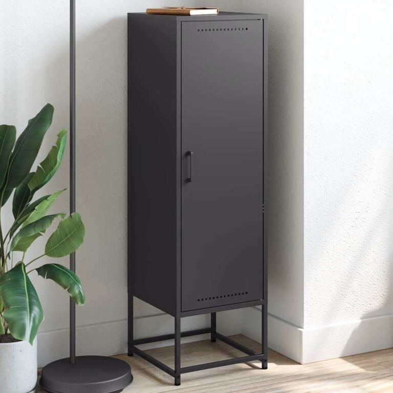 vidaXL Komoda, juodos spalvos, 36x39x123cm, plienas – produkto nuotrauka 2
