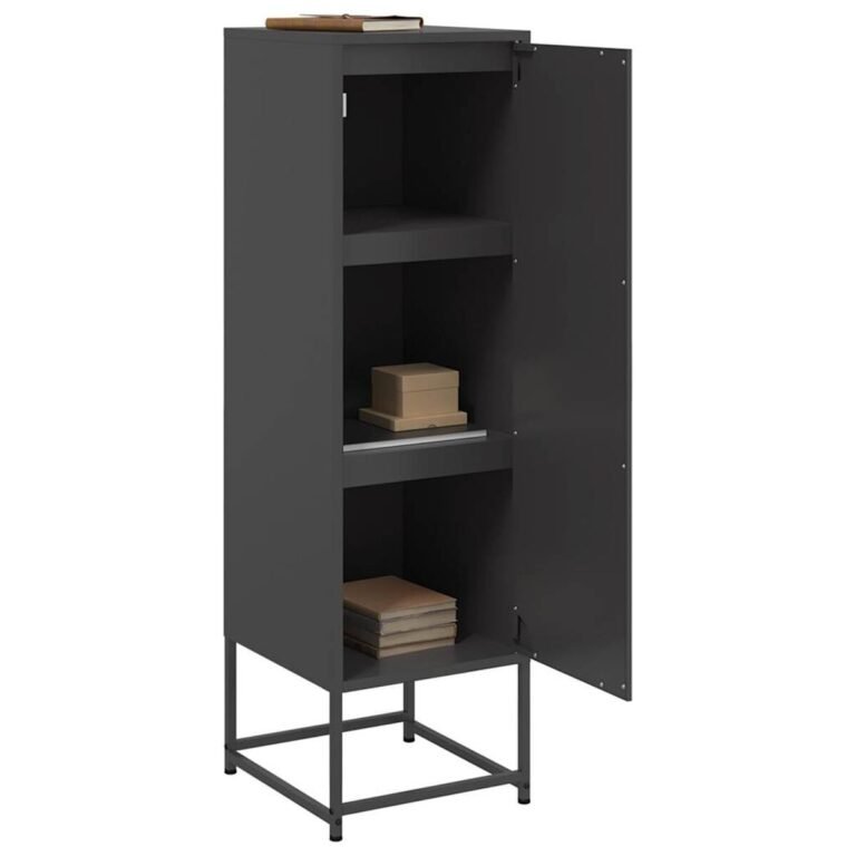 vidaXL Komoda, juodos spalvos, 36x39x123cm, plienas – produkto nuotrauka 4