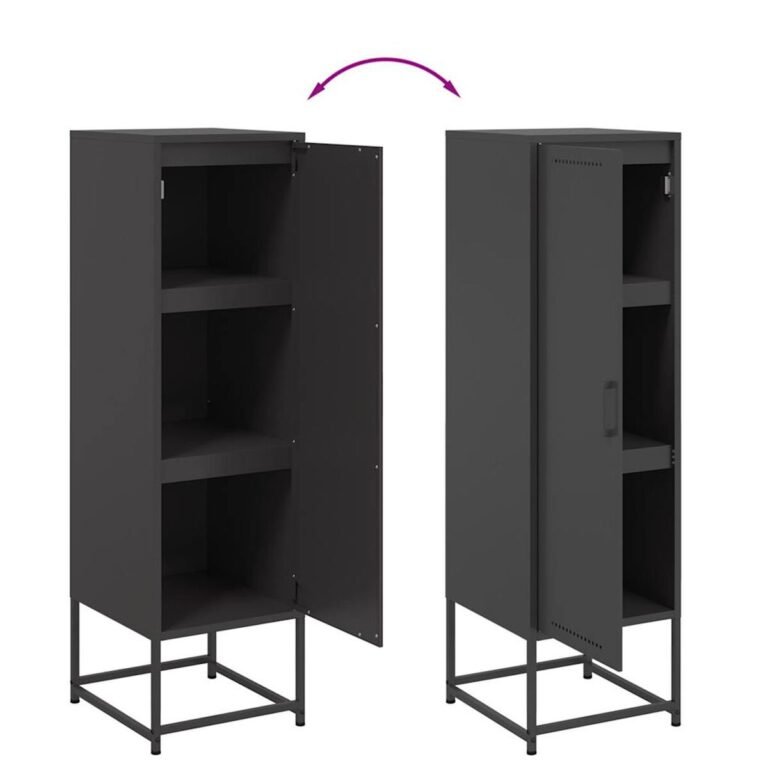 vidaXL Komoda, juodos spalvos, 36x39x123cm, plienas – produkto nuotrauka 8