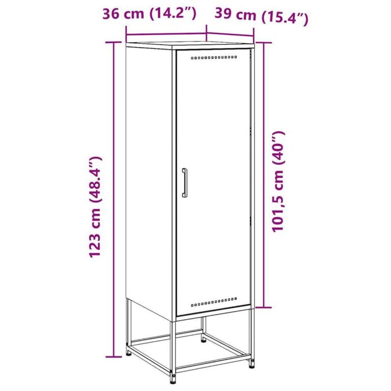 vidaXL Komoda, juodos spalvos, 36x39x123cm, plienas – produkto nuotrauka 11