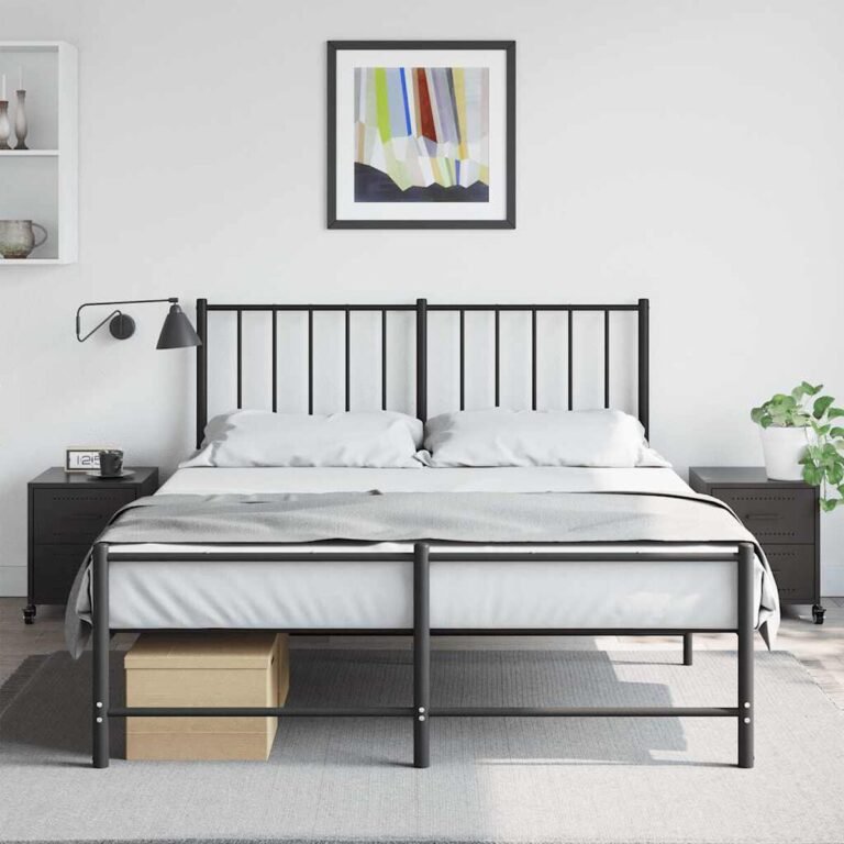 vidaXL Naktinės spintelės, 2vnt., juodos, 36x39x43,5cm, plienas – produkto nuotrauka 3