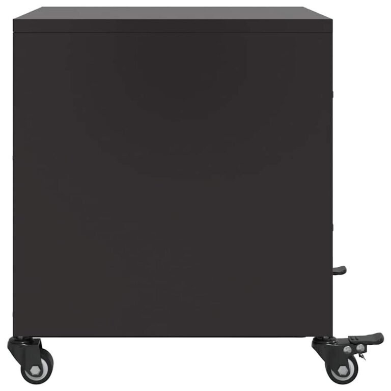 vidaXL Naktinės spintelės, 2vnt., juodos, 36x39x43,5cm, plienas – produkto nuotrauka 7