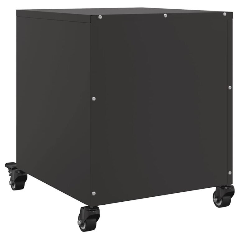 vidaXL Naktinės spintelės, 2vnt., juodos, 36x39x43,5cm, plienas – produkto nuotrauka 8