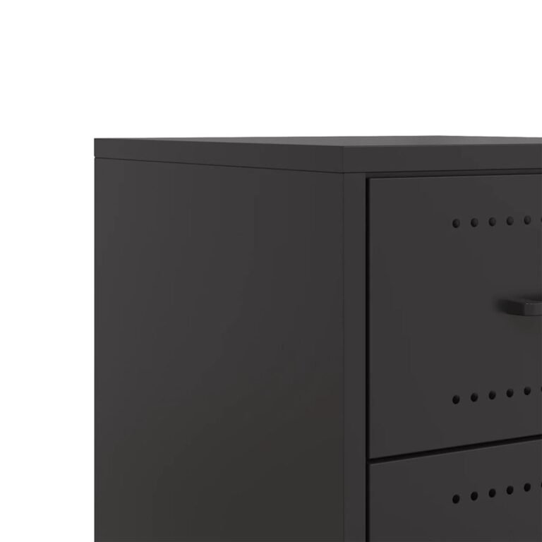 vidaXL Naktinės spintelės, 2vnt., juodos, 36x39x43,5cm, plienas – produkto nuotrauka 10