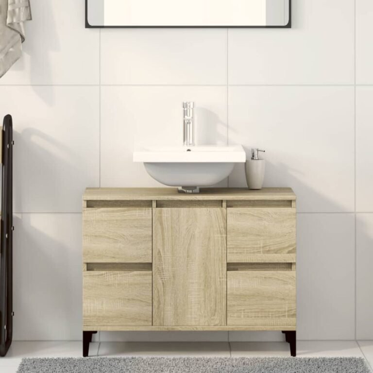 vidaXL Spintelė praustuvui, ąžuolo, 80x33x60cm, apdirbta mediena – produkto nuotrauka 2