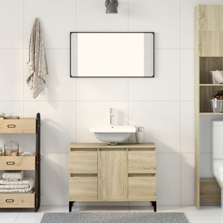 vidaXL Spintelė praustuvui, ąžuolo, 80x33x60cm, apdirbta mediena – produkto nuotrauka 3