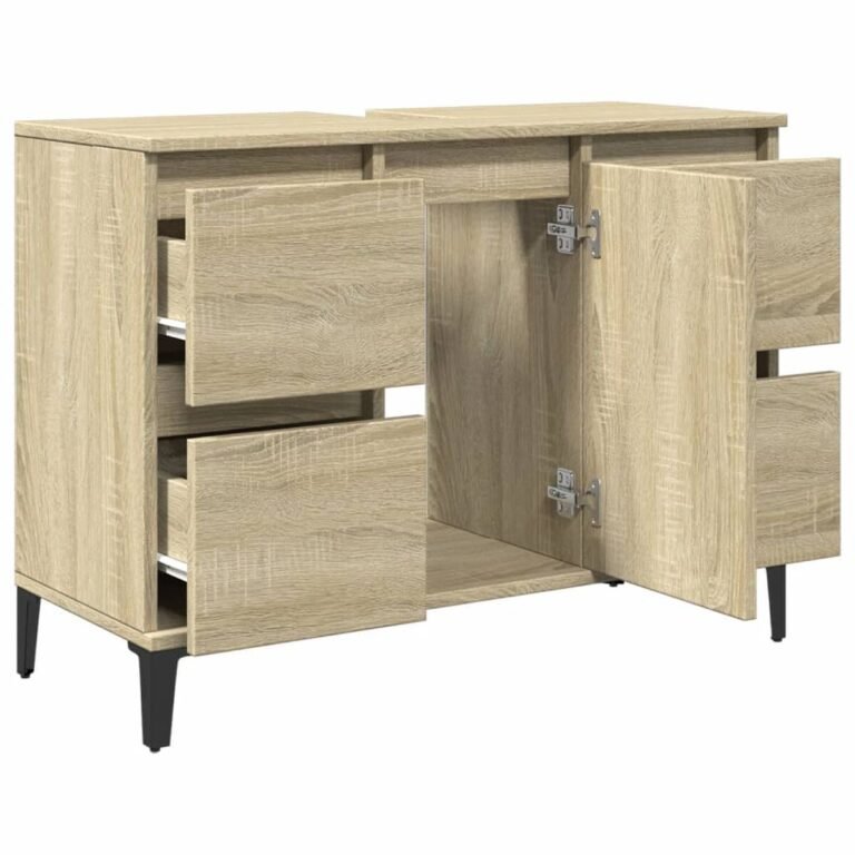 vidaXL Spintelė praustuvui, ąžuolo, 80x33x60cm, apdirbta mediena – produkto nuotrauka 6