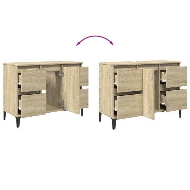 vidaXL Spintelė praustuvui, ąžuolo, 80x33x60cm, apdirbta mediena – produkto nuotrauka 9