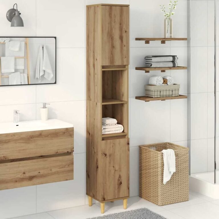 Vonios spintelė – 30×30×190 cm, ąžuolo spalva – nuotrauka 2 Vonios spintelė – 30×30×190 cm, ąžuolo spalva – produkto nuotrauka 2