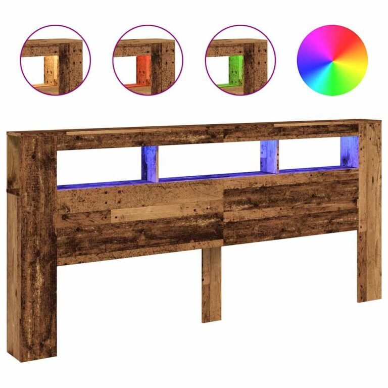 vidaXL LED galvūgalis, medienos, 220x18,5x103,5cm, apdirbta mediena