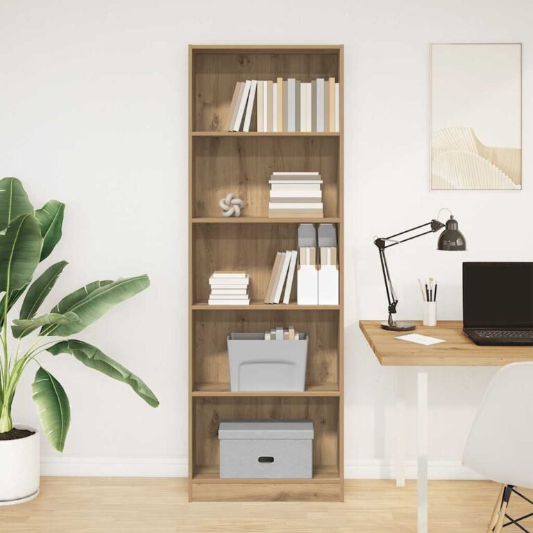vidaXL Knygų lentyna, meniško ąžuolo spalvos, 60x24x176 cm, inžinerinė mediena – produkto nuotrauka 2