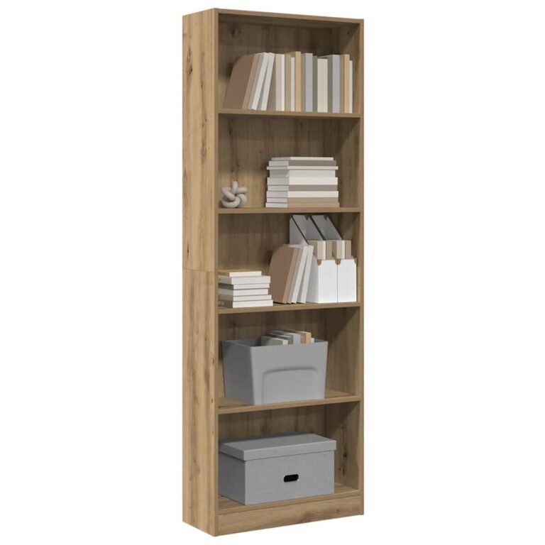 vidaXL Knygų lentyna, meniško ąžuolo spalvos, 60x24x176 cm, inžinerinė mediena – produkto nuotrauka 3