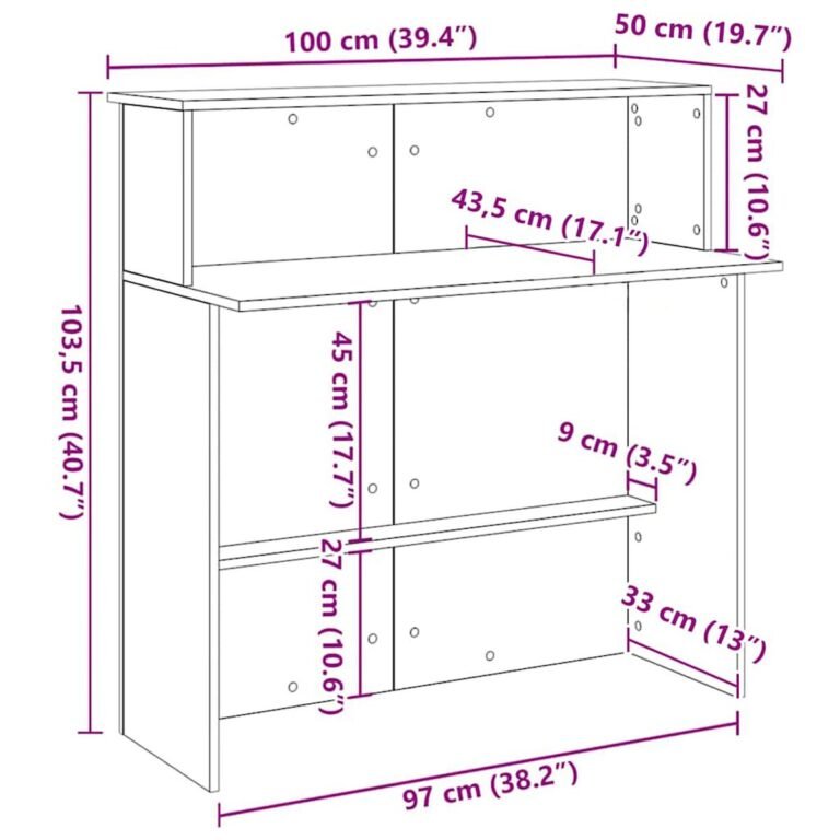 Biuro baldas – 100×50×103,5 cm, ąžuolo spalva – nuotrauka 10 Biuro baldas – 100×50×103,5 cm, ąžuolo spalva – produkto nuotrauka 10