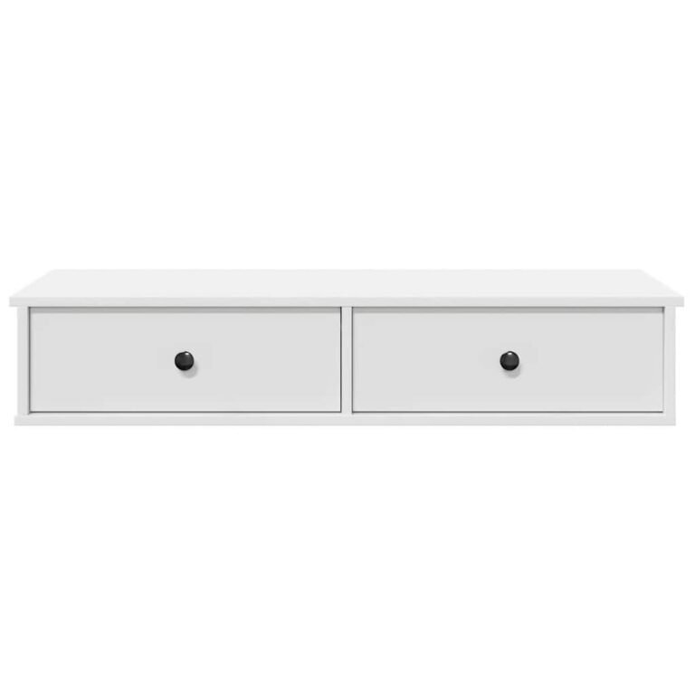 vidaXL Sieninė lentyna su stalčiais, baltos, 100x37,5x19cm – produkto nuotrauka 4