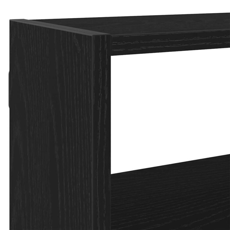 vidaXL Sieninė lentyna, 7 skyrių, juodos, mediena, kubo formos – produkto nuotrauka 7