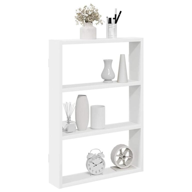 vidaXL Sieninė lentyna, baltos spalvos, 43x9x60, apdirbta mediena – produkto nuotrauka 2