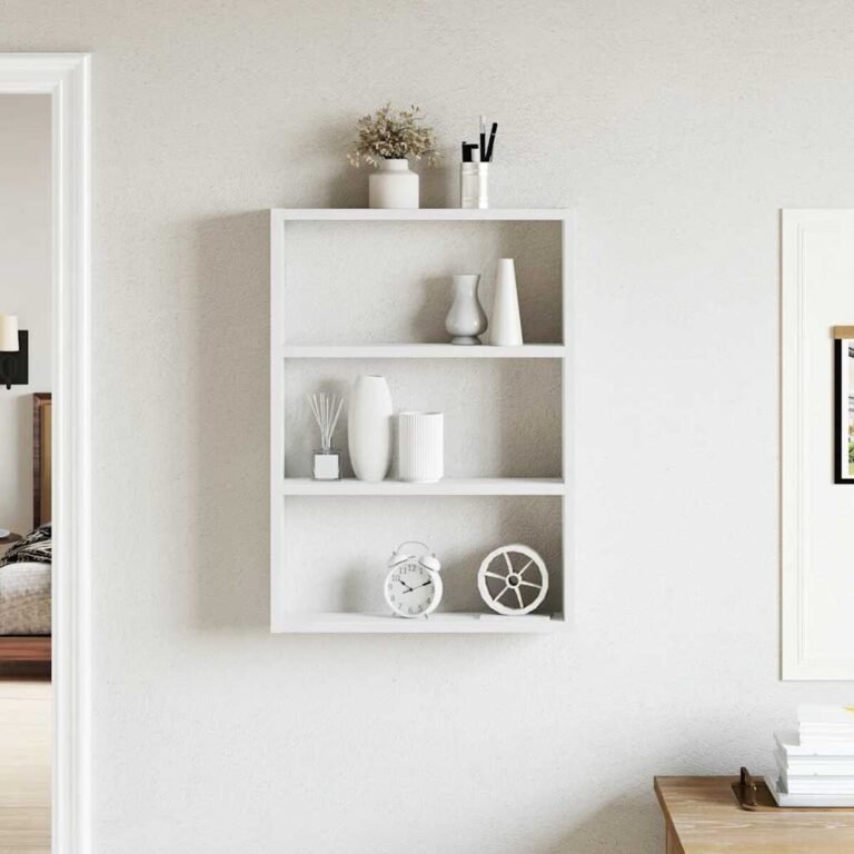 vidaXL Sieninė lentyna, baltos spalvos, 43x9x60, apdirbta mediena – produkto nuotrauka 3