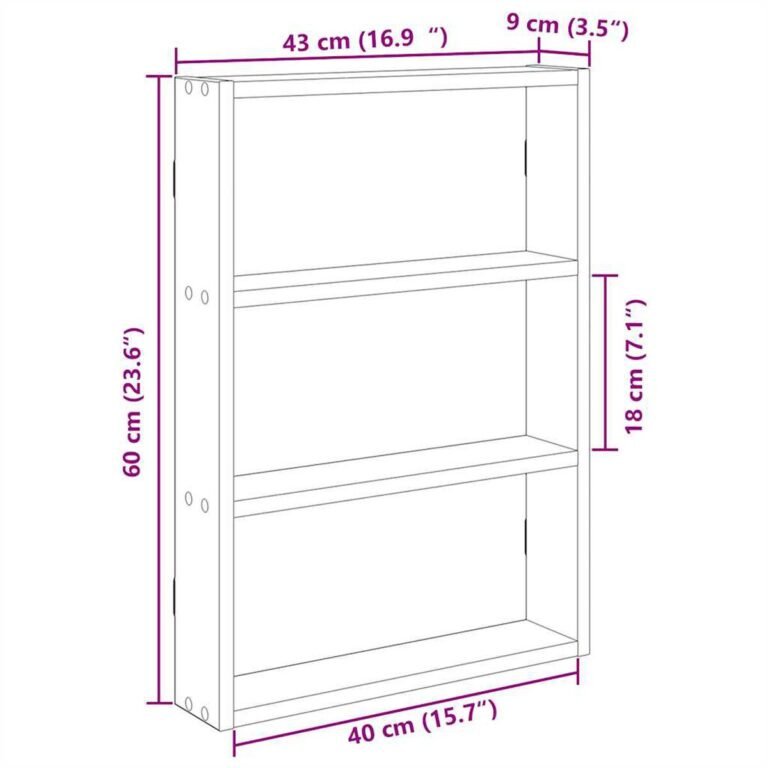 vidaXL Sieninė lentyna, baltos spalvos, 43x9x60, apdirbta mediena – produkto nuotrauka 8