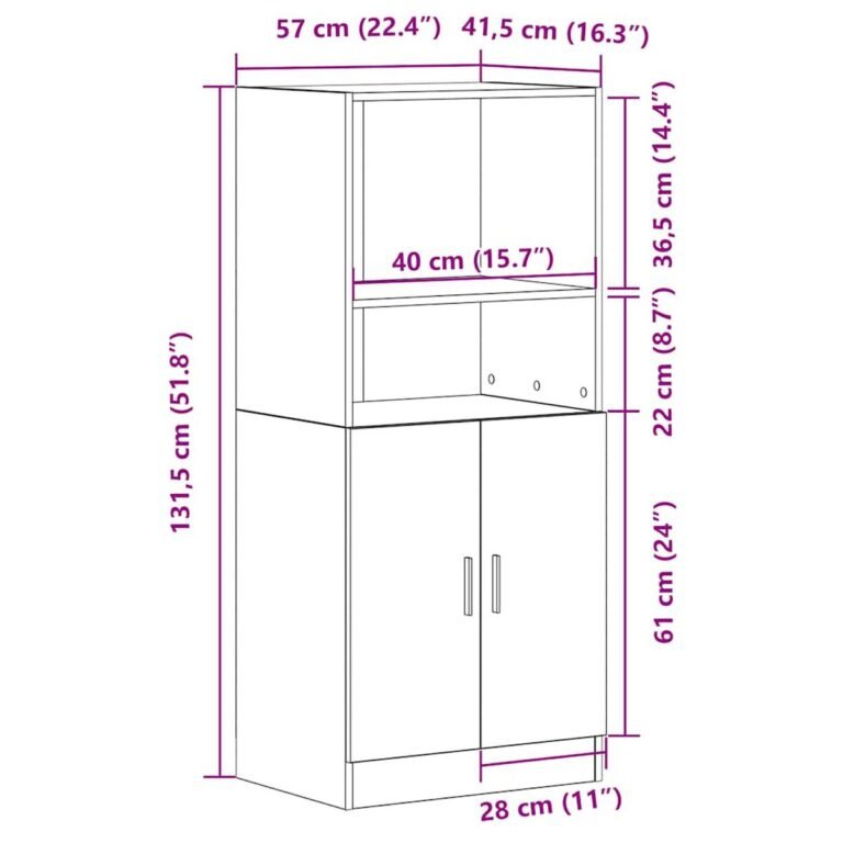 Virtuvės spintelė – 57×41,5×131,5 cm, ąžuolo spalva – nuotrauka 10 Virtuvės spintelė – 57×41,5×131,5 cm, ąžuolo spalva – produkto nuotrauka 10