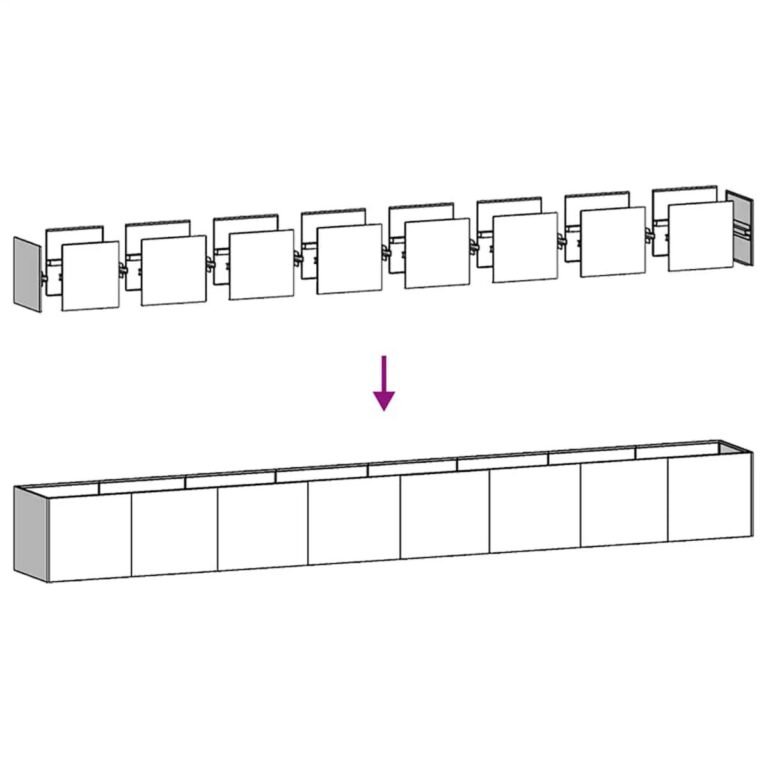 Augalų dėžė – 360×40×40 cm, balta spalva – produkto nuotrauka 5