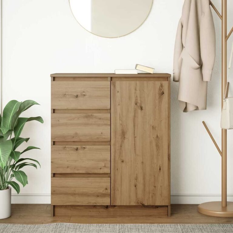 vidaXL Šoninė spintelė su stalčiais, 71x35x84 cm, mediena – produkto nuotrauka 3