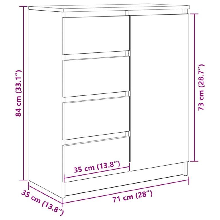 vidaXL Šoninė spintelė su stalčiais, 71x35x84 cm, mediena – produkto nuotrauka 14