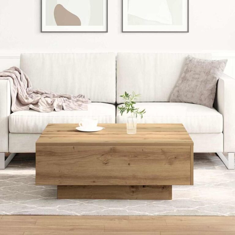 Kavos staliukas – 80×80×31 cm, ąžuolo spalva – produkto nuotrauka 4