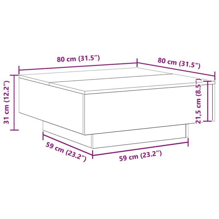 Kavos staliukas – 80×80×31 cm, ąžuolo spalva – produkto nuotrauka 9
