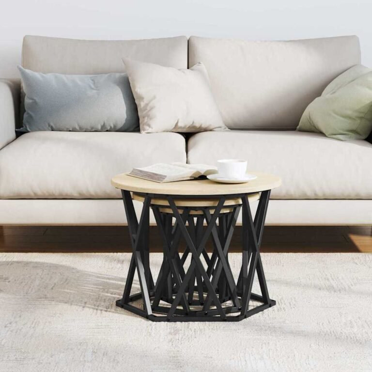 vidaXL Nesting šoninis stalas 3 vnt. Sonoma ąžuolas 53 x 53 x 40 cm – produkto nuotrauka 4