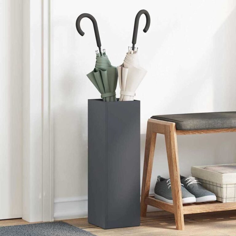 vidaXL Lietaus skėtis stovas Antracito 15,5 x 15,5 x 49 cm Plienas – produkto nuotrauka 2