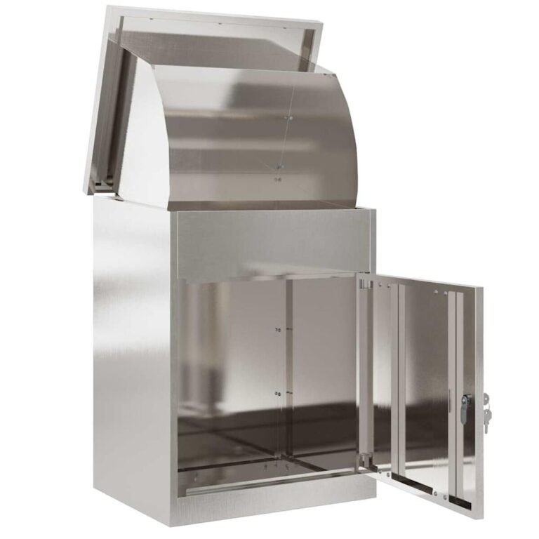 vidaXL Siuntų dėžutė Sidabro 47,5 x 38 x 59 cm Nerūdijantis Plienas – produkto nuotrauka 4
