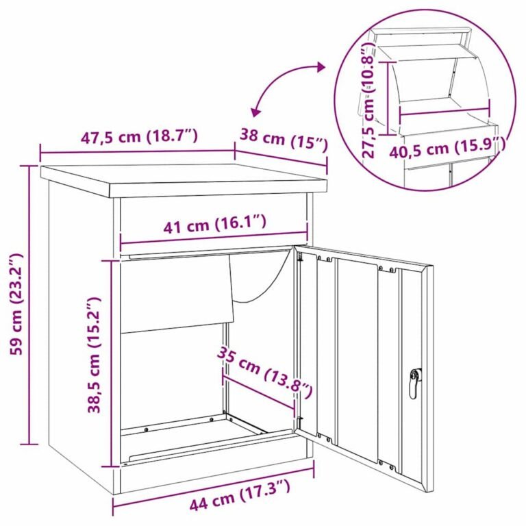 vidaXL Siuntų dėžutė Sidabro 47,5 x 38 x 59 cm Nerūdijantis Plienas – produkto nuotrauka 14