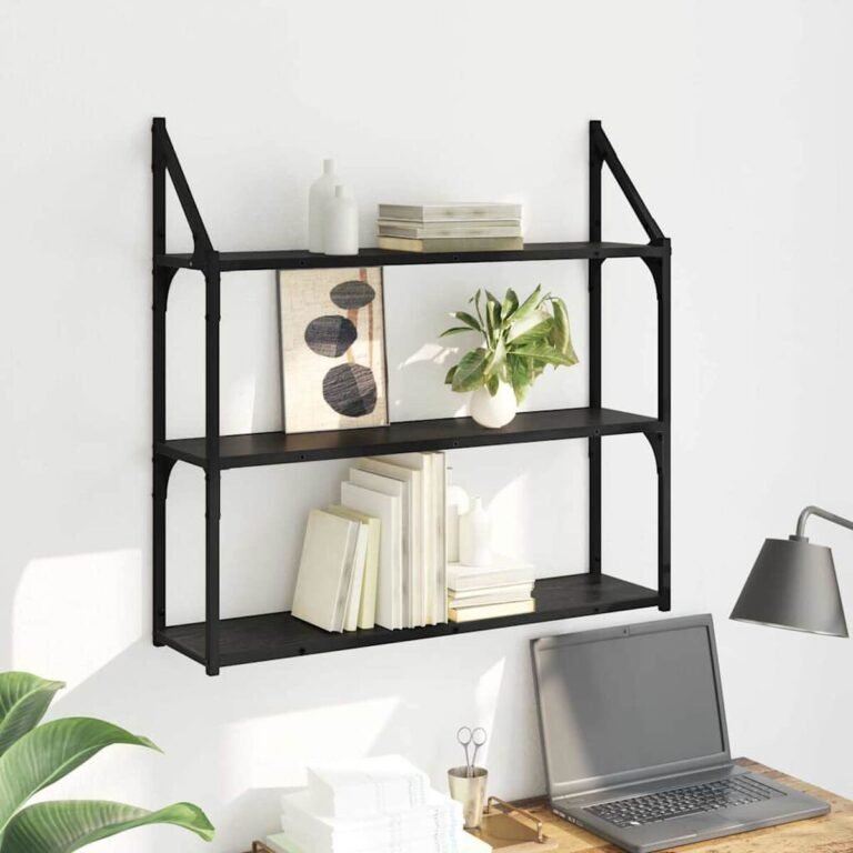 vidaXL Sieninė lentyna Sieninis Juodas ąžuolas 80 x 21 x 78,5 cm – produkto nuotrauka 4