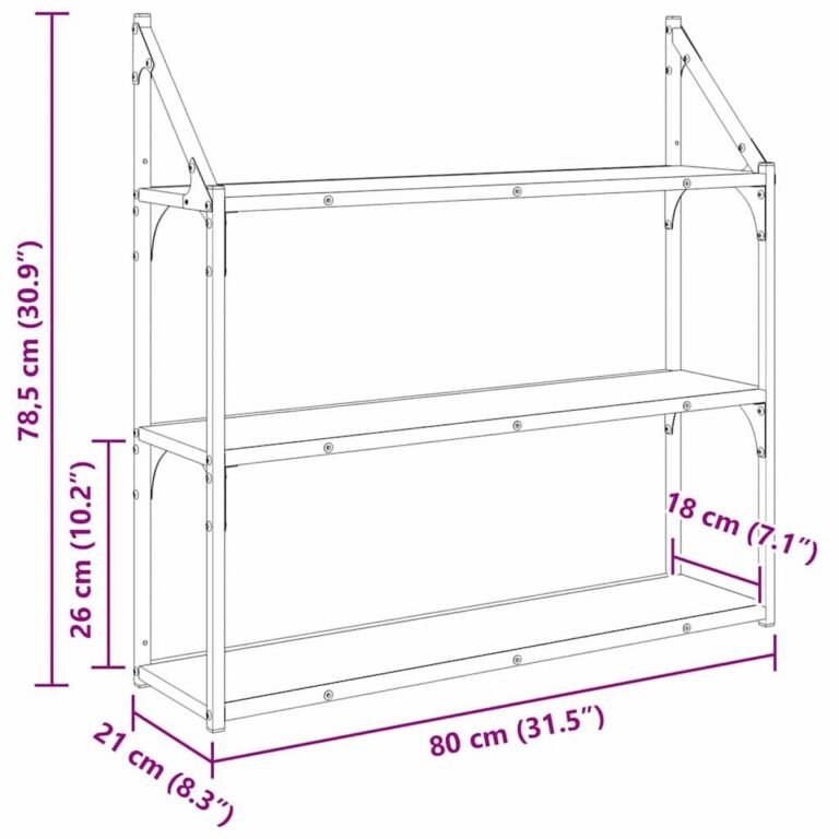 vidaXL Sieninė lentyna Sieninis Juodas ąžuolas 80 x 21 x 78,5 cm – produkto nuotrauka 10