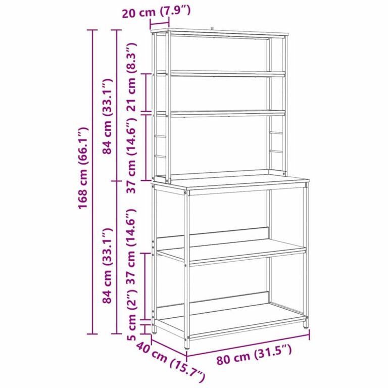 vidaXL Virtuvės lentyna 5 aukštų 80 x 40 x 168 cm Apdirbta mediena – nuotrauka 12 vidaXL Virtuvės lentyna 5 aukštų 80 x 40 x 168 cm Apdirbta mediena – produkto nuotrauka 12
