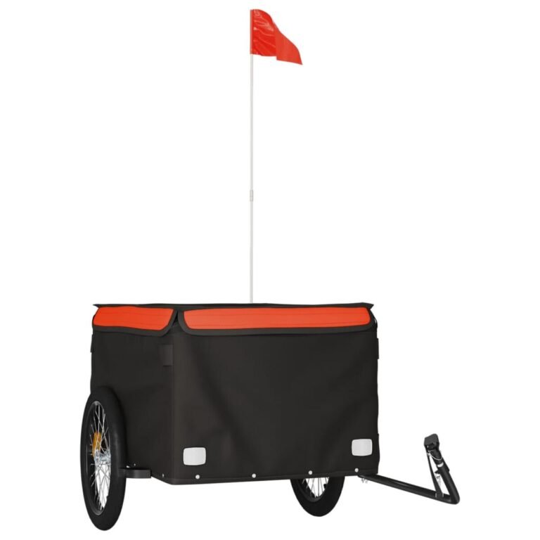 vidaXL Dviračio priekaba, juodos ir oranžinės spalvos, 45kg, geležis